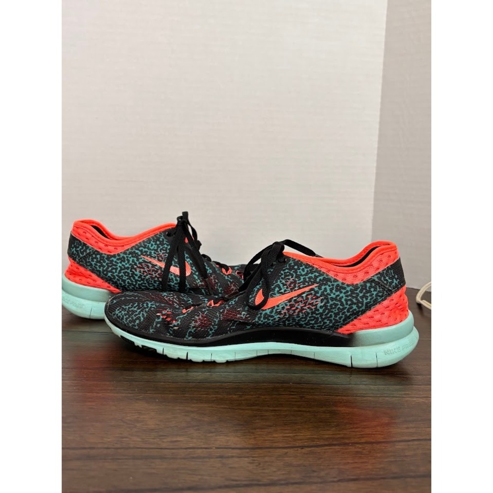 Nike Free TR Fit 5 Womens 8 Black Crimson Teal Leopard Training Shoes 704695-007